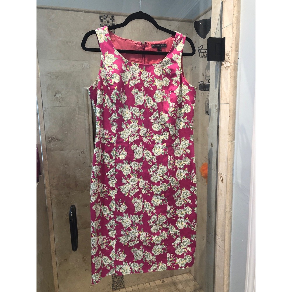 Brooks Brothers 346 Pink Green Floral Cotton Sheath Dress Sz 10